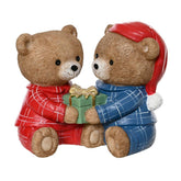 Decoris Polyresin Bears with Present 14cm